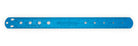 Blue ruler with measurement markings on a white background