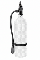 White CO2 tank with black valve and hose on a white background, featuring the Topeak brand.